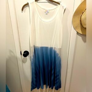 NWOT LuLaRoe Nicki Sleeveless Pullover Dress White Blue Tie Dye Size XL